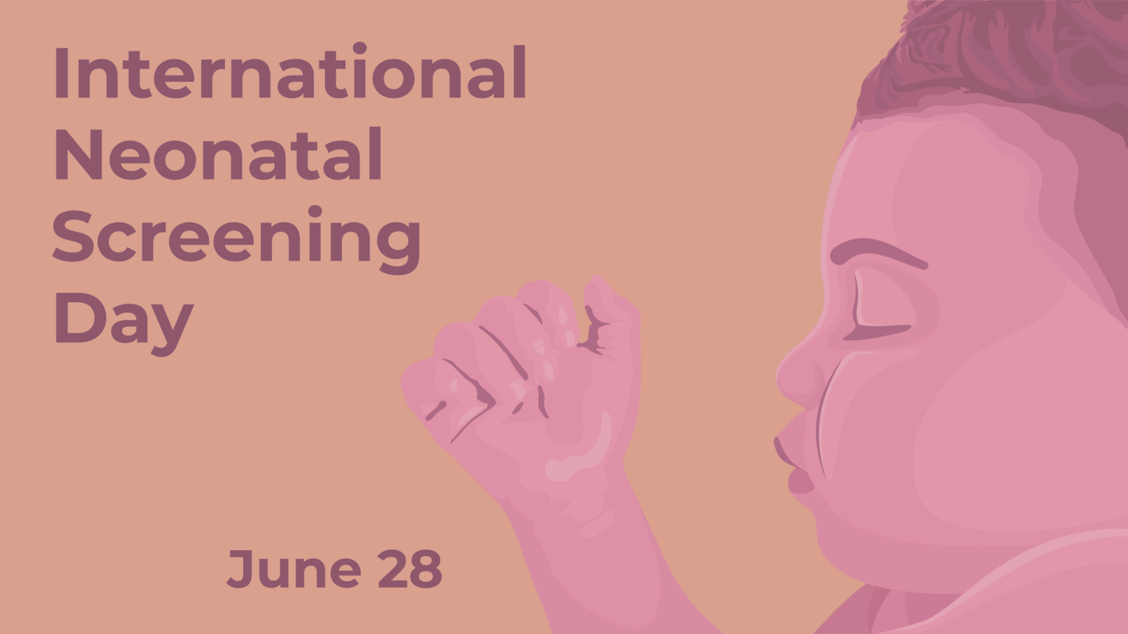 International Neonatal Screening Day June 28. Illustration of a sleeping baby in profile